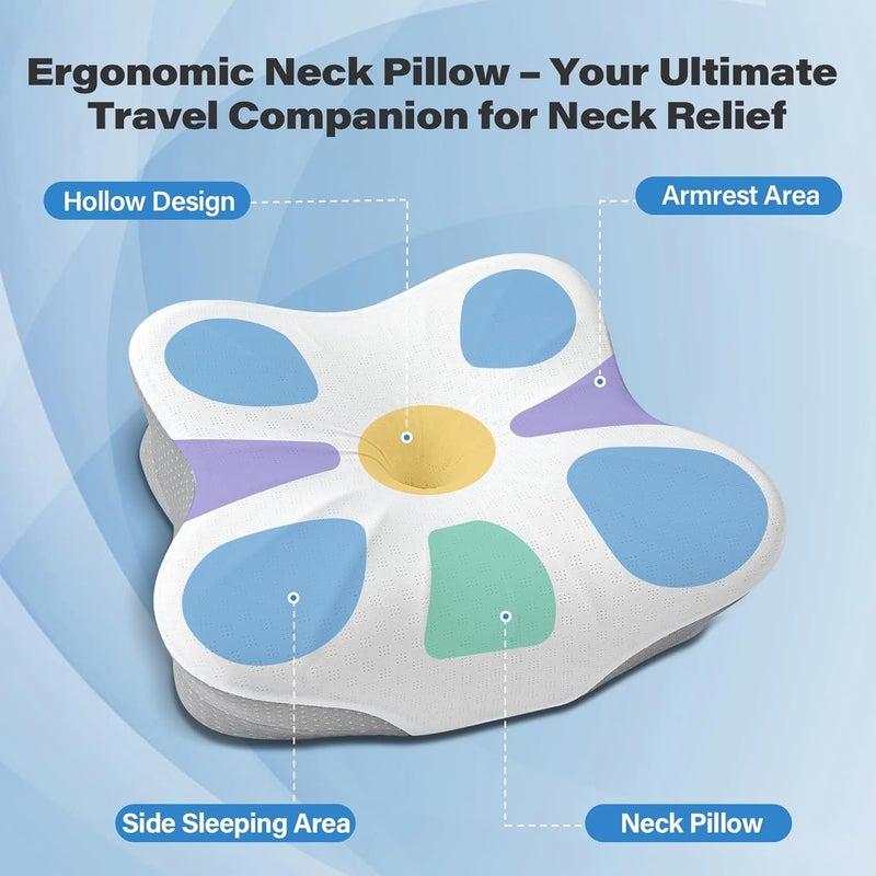 SAHEYER Memory Foam Camping Pillow, Travel Pillows for Sleeping, Cervical Neck Support Camping Gear Accessories - Small Pillow Travel Essentials for Sleep, Backpack, Hammock, 11.81x9.84x3.94 in, Gray - Image 4